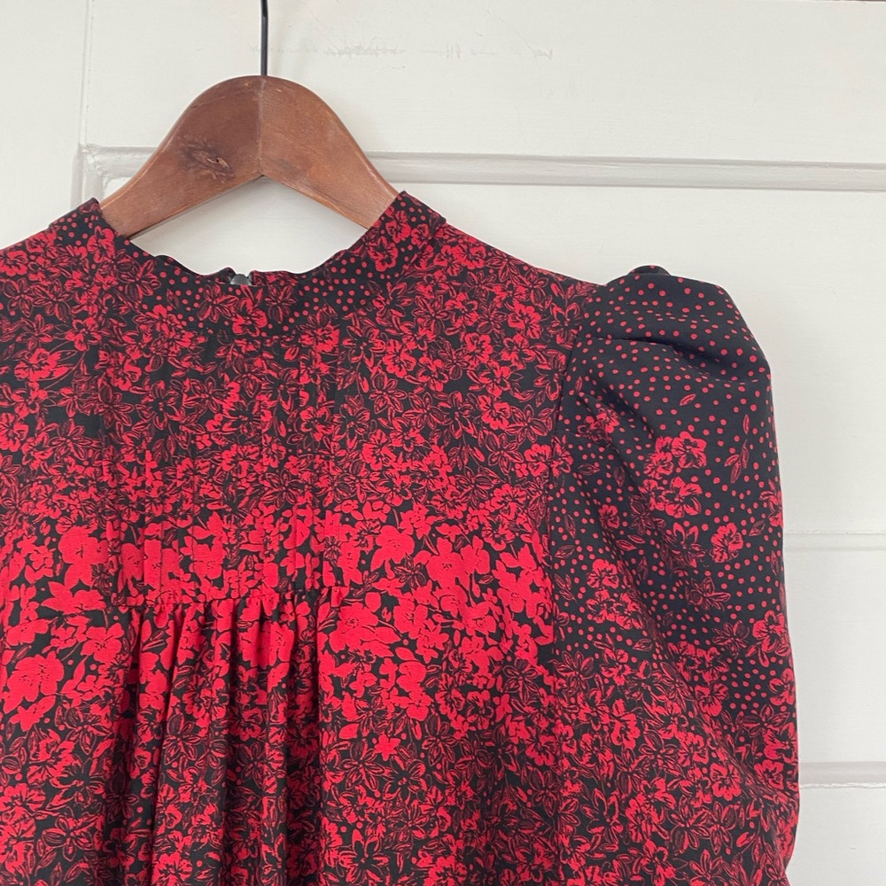 Topshop floral puff shoulder mini dress - Picture 4 of 5
